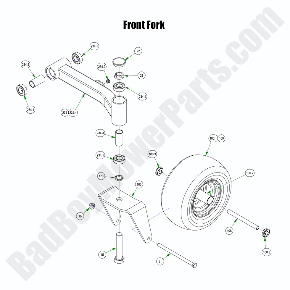 3024 - Bad Boy Mower Parts Lookup > 2023 > ZT Elite > Front Fork